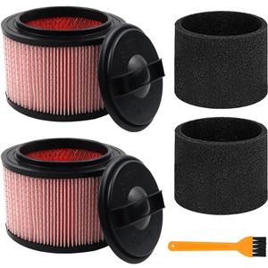 2 Pack Vacuum Filter Replacement Compatible with Vacmaster VF408, VF410P, Wet Dry Vac Beast VFB511B 0201 & Cleva Industrial VF408B, 2 Fine Dust Cartridge Filters + 2 Foam Filters + 1 Brush