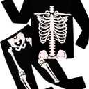 Family Feeling Little Boys Pajamas Sets 100% Cotton Long sleeve Pjs (18-24 Months, Black/Skeleton/Golw-in-the-dark)
