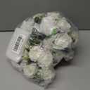 Briful Artificial Flower Balls for Table Centerpieces 2PCS 8.6" Silk Rose Floral Arrangement Fake Floral Bouquet for Wedding Parties Baby Showers DIY Event Home Decor(White)