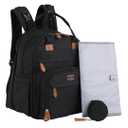 BabbleRoo Extra Large Diaper Bag Backpack, Expandable Baby Bag with Up to 50% More Capacity - Travel Essentials Baby Bag Tote with Changing Pad, Stroller Straps & Pacifier Case - Unisex, Black