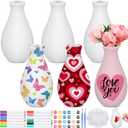 6 Set Mother's Day Ceramics to Paint DIY Your Own Ceramic Painting Kit for Crafts Vase to Paint Unpainted Plaster Paintable Kit Mother Art DIY Craft Supply with Brush Palette for Adult(Delicate)