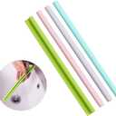 Reusable Silicone Straws - Openable & Washable, Easy to Clean, Straight Smoothie Straws - 4 Pcs, BPA Free, Eco-Friendly, Cold & Hot Compatible