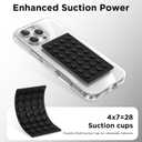 2 x 2 Pack Silicone Suction Cup Phone Case Mount Double-Sided, Hands-Free Strong Grip Holder for iPhone and Android, Sticky Phone Stand for Selfies and Videos, Black+Transparent