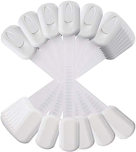 12 Pack Vmaisi Multi-Use Adhesive Straps Locks - Childproofing Baby Proofing Cabinet Latches for Drawers, Fridge, Dishwasher, Toilet Seat, Cupboard, Oven,Trash Can, No Drilling (White) (12)