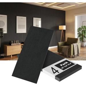 4 Pack Black Acoustic Wall Panels, 48 x 24 Inch Large Sound Dampening Panel | Decorative Self-Adhesive Sound Proof Panels for Recording Studio, Home, Office, Theater