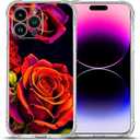Beaucov Case for iPhone 16 Pro,Beautiful Rose Drop Protection Shockproof Case TPU Full Body Protective Scratch-Resistant Cover for Apple iPhone 16 Pro