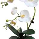 LESING Artificial Potted Orchid Flower for Table Centerpieces,Real Touch White Fake Orchid Flowers in Vase for Home Decoration (Style 5,White)