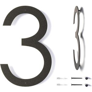 12 Inch Modern Floating House Numbers for Outside | Large Metal House Numbers for Outdoors | Black Coated Rust-Proof Home Address Numbers/Plaques | Metal Numbers