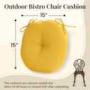 Downluxe Bistro Chair Cushions for Patio Furniture, Water-Resistant Round Outdoor Chair Cushions Set of 2 with Non-Slip Ties, 15" x 15", Yellow