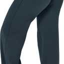 Women Straight Leggings Bottoms High Waist Gym Workout Leggings Stretch Casual Wide Leg Yoga Pants (Medium, Dark Blue)