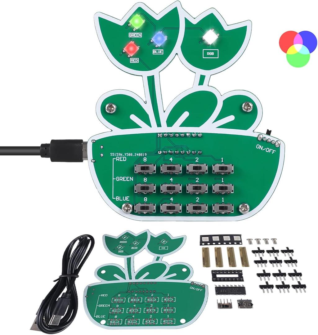 DIY RGB LED Soldering Project Kit  Color Learning Kit with BCD Brightness Control & Color Mixing, Solder Practice Kit for Beginners/Students/Adults, Electronics Project for School STEM Education