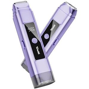 Dynooper Bikini Trimmer for Women Electric Razors, Electric Razor 2 in 1 Shaver Pubic Hair, LED Display with IPX7 Waterproof - Rechargeable Lady Trimmer for Underarm Body Leg Face - Cobalt Blue