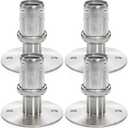 Mezchi 4 Pack Adjustable Stainless Steel Flanged Feet, 3-1/2" Diameter Round Base Leveling Furniture Legs, Heavy Duty 1500LB Capacity Cabinet Levelers, Closet Rod Flange Holder for 1-5/8" OD Tubing