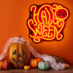 NEONLOVE Halloween Neon Sign Halloween Gifts Pumpkin Neon Signs for Wall Decor Orange LED Lights for Party Bar Shop Man Cave Club Teen Boy Girls Bedroom Room Decoration Gifts