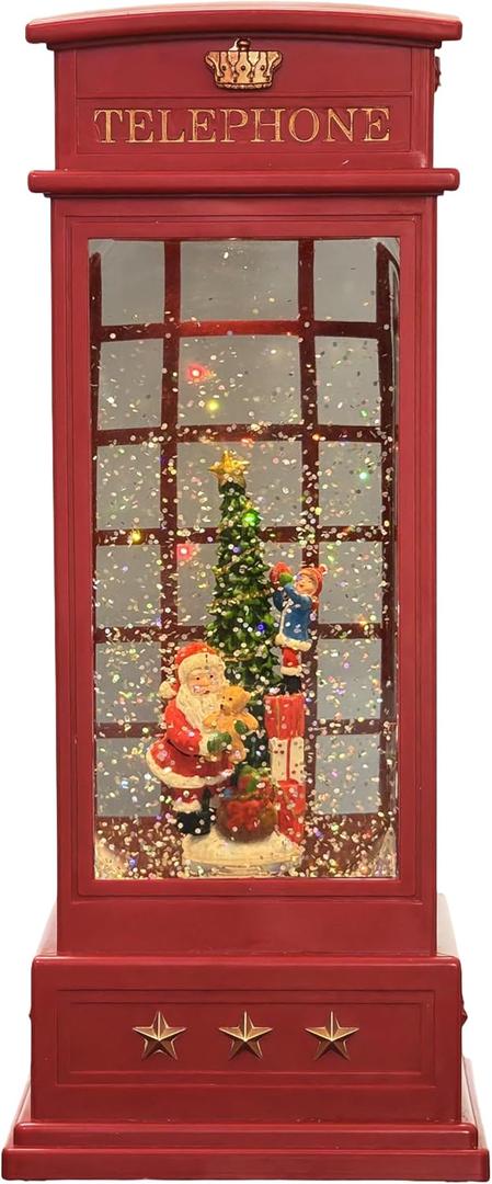 Christmas Snow Globe Lantern Musical Santa Snow Globes with Swirling Glitter Lighted Water Lantern with 8 Songs for Christmas Decoration Gifts (Red - Santa Claus)