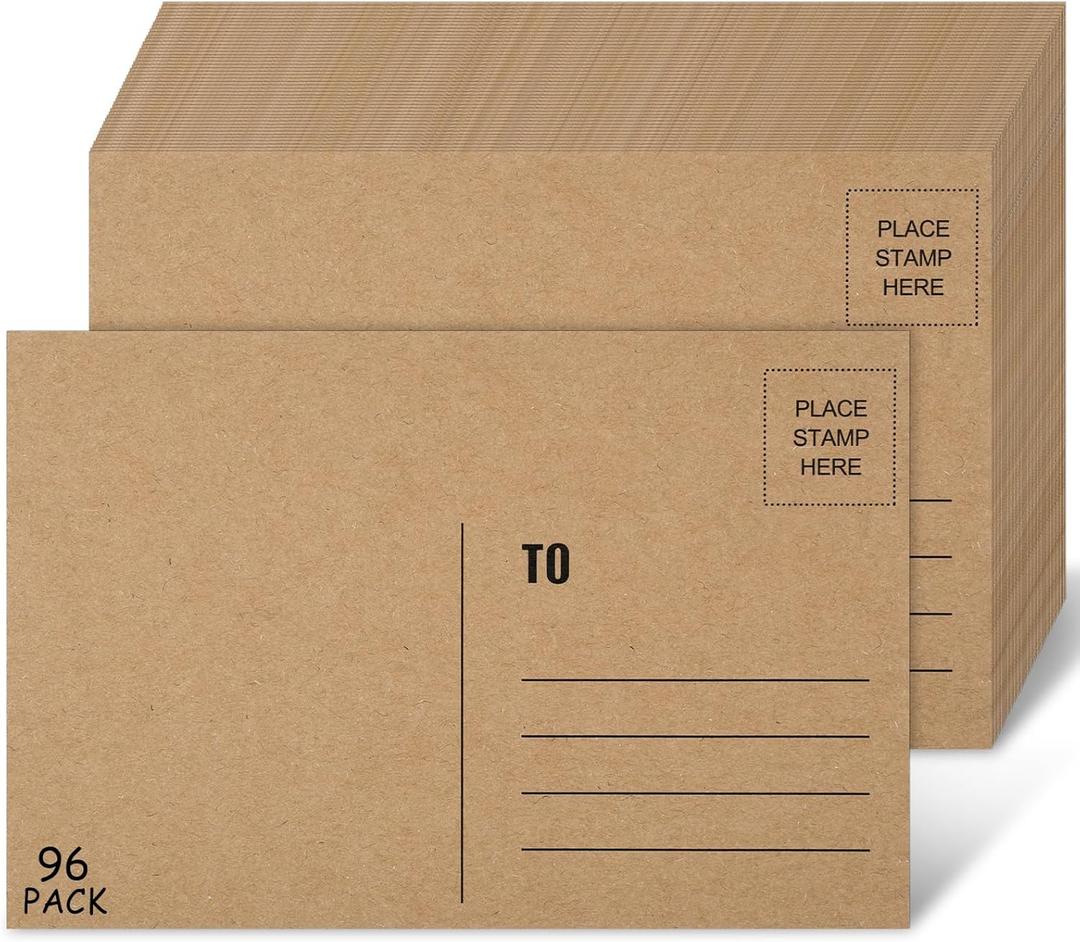 COIDEA 96PCS Blank Postcards for Mailing, 4 x 6 inches Post Cards for Mailing, 300 GSM Kraft Cardstock Paper Mailable Printable Postcards Bulk for Birthday, Thank You, Business Postcards