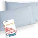 Carressa Linen 100% Egyptian Cotton Standard Pillow Cases Set of 2 - Luxury 1000 Series Orchids Collection Pillowcases Queen Size (Light Blue), Cooling Sateen Weave Hotel Quality Bed Pillow Cover