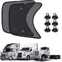 KUST 2PCS 23.6''*21.6'' Side Window Shade for Semi Truck, Peterbilt 389, Volvo VNL, Freightliner Cascadia, Freightliner Argosy - Mesh Sunshade with Suction Cup - Semi Truck Accessories for All Season