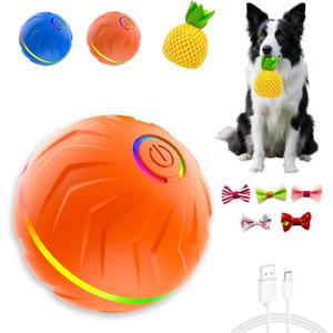 Interactive Dog Toys Dog balls, Automatic Moving Bouncing Rotating Interactive Dog Ball, Durable Motion Activated Automatic Rolling Ball Toys for Dogs, Anti Boredom Dog Toys (Orange)