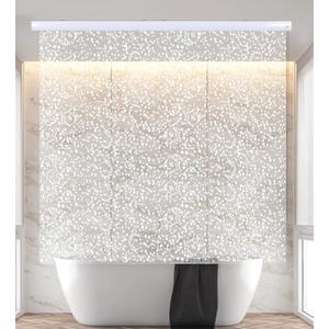 Ceiling Mounted Rollup Bathroom Shower Curtain/Liner 56" Base Up to 95" Long - Use for 9' Ceilings Waterproof PEVA Plastic Shower Curtains for Bathroom No Rod, Hooks or Rings (Sparkle)