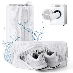 Shoe Washing Machine Bag,Shoe Laundry Bags for Sneakers, Reusable Shoe Cleaning Bag for All Shoe Sizes (White)