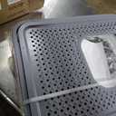 RIZZARI Enclosed Cat Litter Box with Lid, Large Foldable Litter Box with Litter Scoop, Top Entry Cat Toilet for Kittens and Big Cats (Light Gray,Stainless Steel with Deodorizer, X-Large)