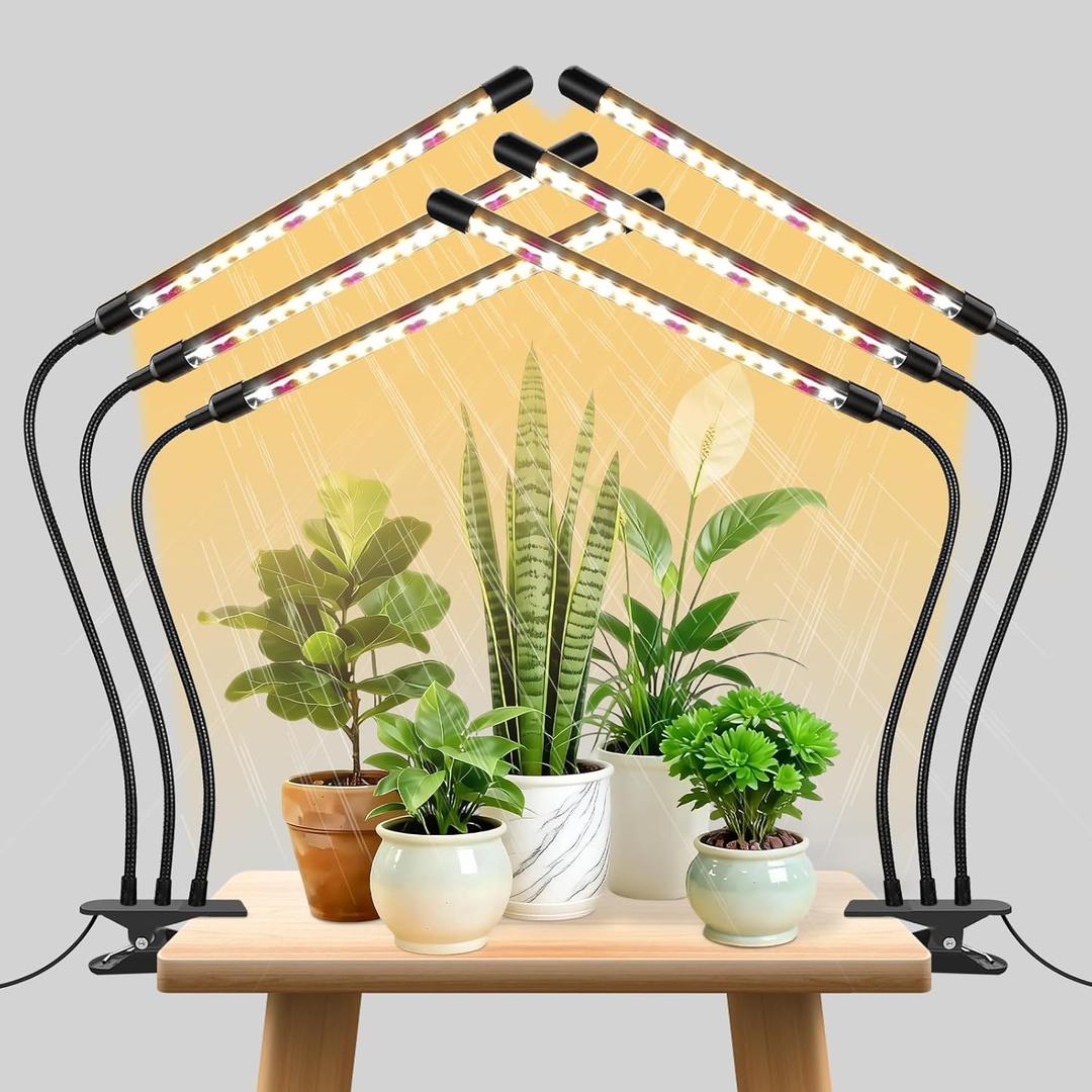 SDOVUERC 3Head Plant Lights, 2 Pack Grow Lights .3/9/12H, 3 Switch Modes, 10 Level Dimmable Brightness