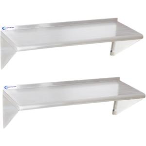 Stainless Steel Shelf 2 Pack 14"x48", Wall Mounted Metal Shelves