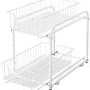 AIYAKA 2 Tier Stackable Sliding Basket Organizer Drawer For Kitchen And Bathroom/Cabinet Drawers,White