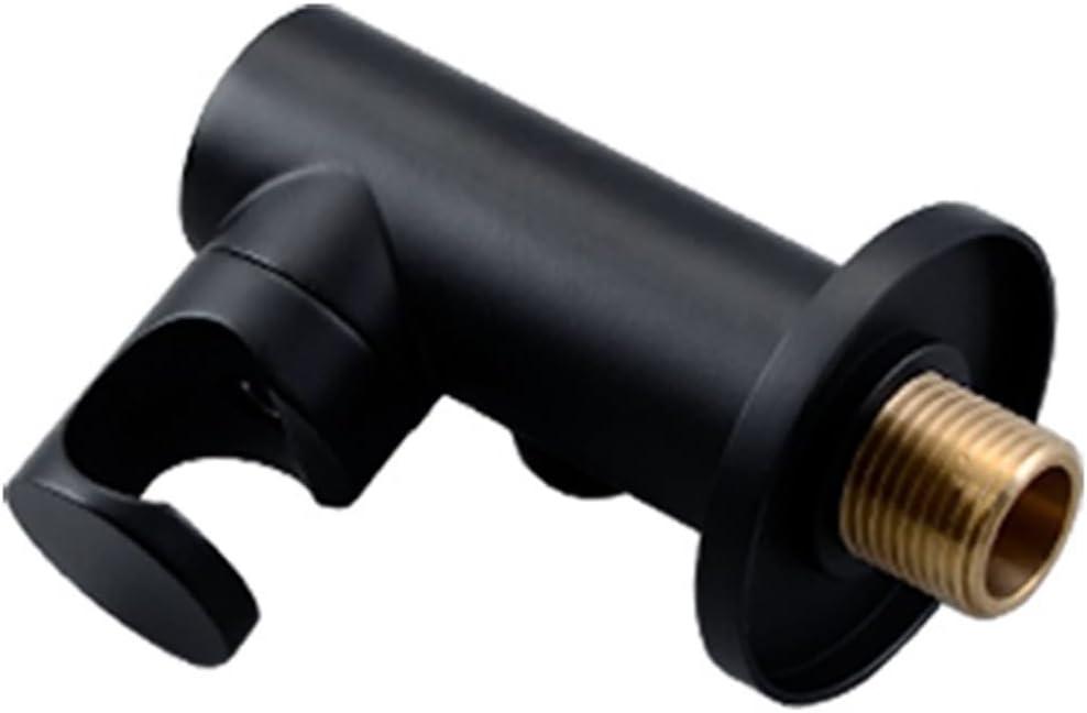 Adjustable Hand Shower Head Bracket Brass Shower Elbow Base Bidet Sprayer Support Bracket Bathroom Wall Mount Shower Head Holder(Black with Outlet)