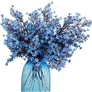 JAKY-Global Babys Breath Fabric Cloth Artificial Flowers 6 Bundle European Fake Silk Plants Decor Wedding Party Decoration Bouquets Real Touch DIY Home Garden(Blue)