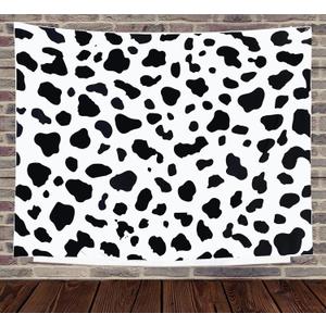 TUGCAY Cow Print Tapestry Black and White Spot Tapestry Cute Tapestries Black Cow Backdrop Poster Aesthetic Wall Hanging for Bedroom Living Room Dorm Party Decorations, 90x70 Inch (90L" x 70W")