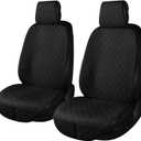 2PCS Linen Front Seat Covers for Cars Sideless Seat Covers Breathable Cloth Fabric Car Seat Protector Universal Fit Most Automotive, SUV, Trucks, Van(Black)