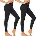 NexiEpoch High Waisted Leggings for Women - Black Tummy Control Compression Soft Yoga Pants for Workout Reg & Plus Size (Large-X-Large, 2 Pack Black)