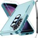 for Samsung Galaxy S25 FE Case with Screen Protector+Camera Lens Cover,Military Grade Heavy Duty Shockproof Phone Cover with Wrist Lanyard Strap for Samsung S25fe,Mint Green