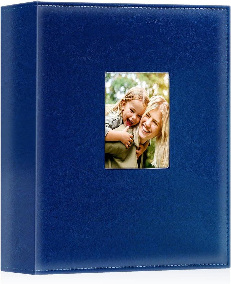 Ywlake Photo Album 4x6 400 Pockets, Leather Photo Albums Holds 400 Vertical Pictures Only Blue