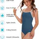 Beautikini Period Swimwear - One Piece Bathing Suit Menstrual Leakproof Swimsuit for Teen Girls and Women (Blue), Medium
