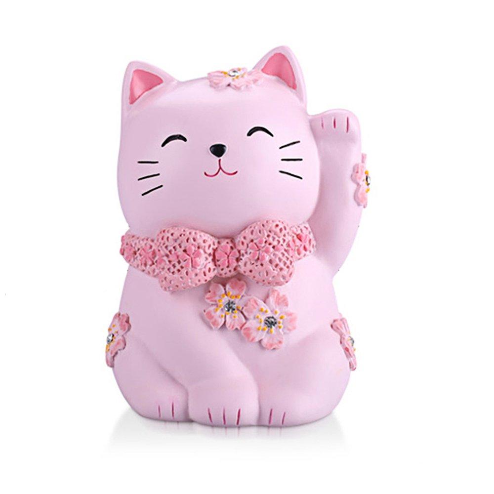 Cute Pink Maneki-Neko Lucky Cat Piggy Bank Home Decor Ornament Gift for Girls