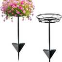 Tellingyou 2 Pack Adjustable Outdoor Flower Pot Stand, Christmas Versatile Plant Stand Garden Stake for Display Plants with Style, Elegant Solution for Landscaping, Garden Decor, and Events (Black)