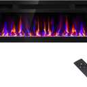 50 Inch Electric Fireplace Recessed and Wall Mounted, Fireplace Heater and Linear Fireplace, Ultra-Thin Electric Fireplace, Low Noise, with Timer, Remote Control, Adjustable 12 Flame Color, 750/1500W