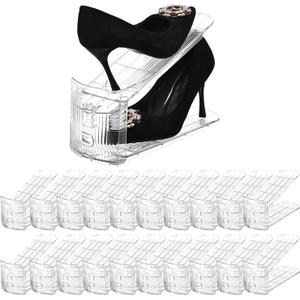 Shoe Slots Organizer20 Pack Clear Shoe Stackers for a Pair of Shoes,Adjustable Shoe Rack with Three LevelsShoe Storage Shoe Space Saver