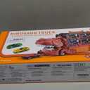 BLmukce Dinosaur Race Track Toys for Kids 35 | 59" Dual Track Transport Truck with 12 DieCast Cars | Swallow & Race Action | Carrier Truck Toy Birthday Gift for 4 5 6+ Years Old Boys & Girls (Green)