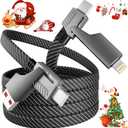 4 in 1 Charging Cable Fast Charging 65W, USB C Cable 4-in-1 USB Multi Charging Cable with E-Mark Chip, Multiple iPhone Charger Cord for iPhone 16/15/14/13 Series/Pad/Android/Tablets and More(4FT)