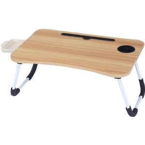 Garstc Foldable Lap Desk, Portable Bed Desk with Cup Holder, Tablet Slot & Storage Drawer, Portable Laptop Tray for Bed & Sofa, 24.5*18, Multifunctional Bed Table for Laptop, Writing, Reading