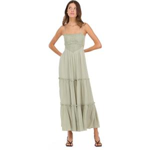 Forever 21 Women's Smocked Maxi Dress, Green, M