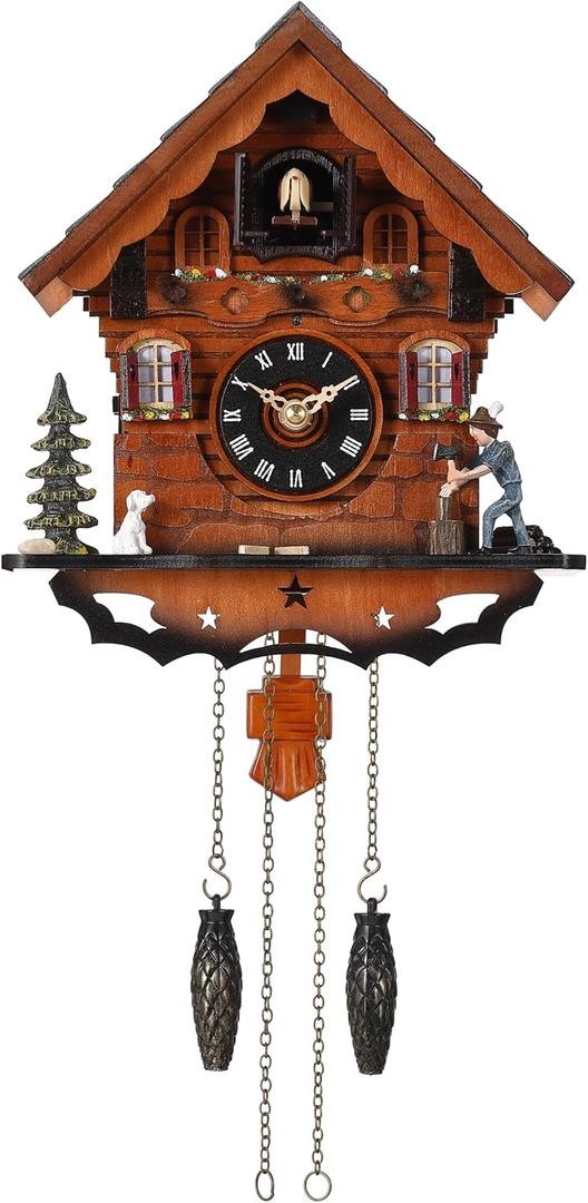 Kintrot Cuckoo Clock Traditional Black Forest Clock Antique Wooden Pendulum Quartz Wall Clock