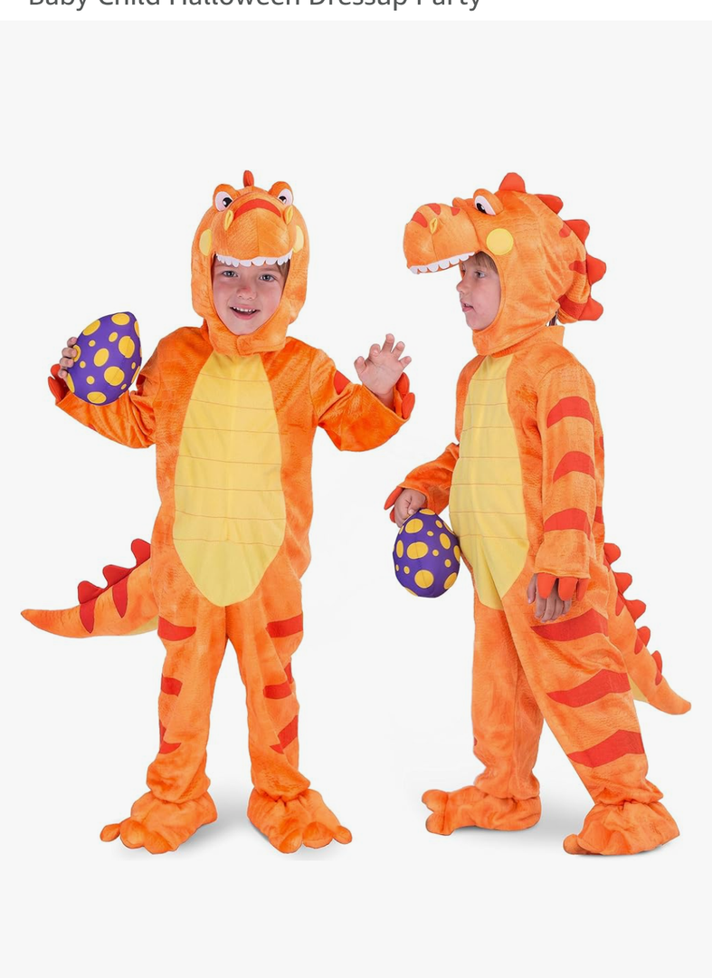 Spooktacular Creations Halloween Dinosaur Costume Kids, T-Rex Costume Toddler with Egg for Baby Child Halloween Dressup Party Size Small