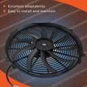 labwork 16" Electric Radiator Fan HIGH 3000+CFM Thermostat Wiring Switch Relay KIT Black