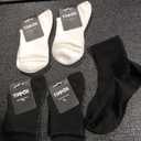 Athletic Running Socks with Arch Compression, Cotton Cushioned Crew Socks for a Secure Fit, 2 White & 3 Black M