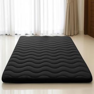 Japanese Floor Mattress, 100% High Density Comfortable Foam, 4" Thicken Foldable Mattress Tatami Mat Sleeping Pad, Ideal for Comfort and Support, Kids Floor Lounger Camping Bed Sofa, Black, Queen (Queen( 80 x 60 ))